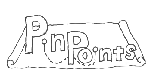 Pinpoints logo; an unfurled scroll with the word PinPoints written on it